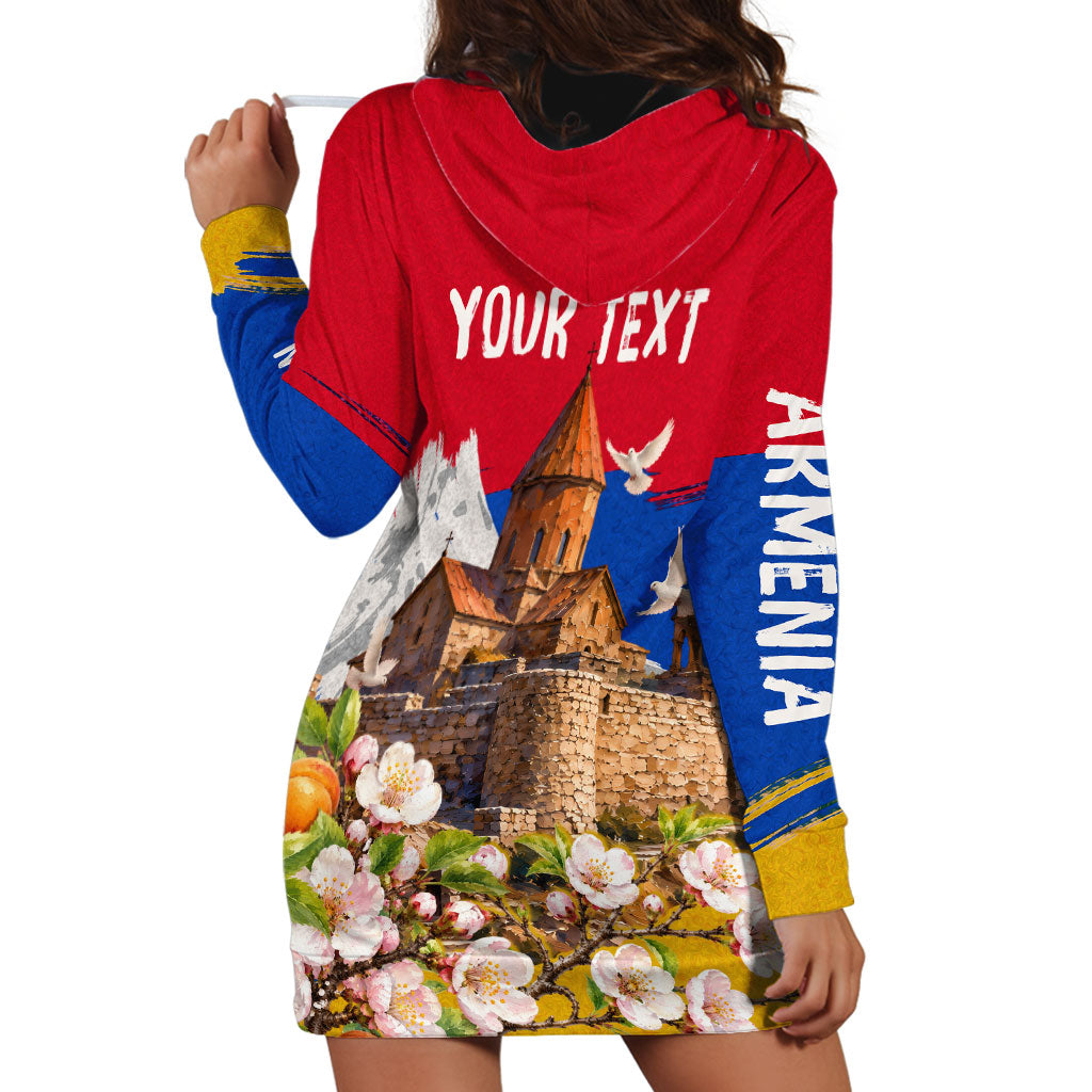 Personalized Armenia Heritage Hoodie Dress Ararat Monastery Rising In Freedom Patriotic Doves