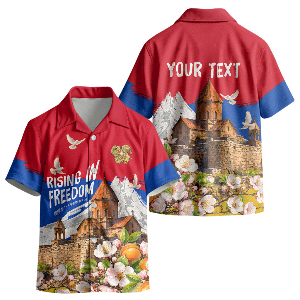 Personalized Armenia Heritage Kid Hawaiian Shirt Ararat Monastery Rising In Freedom Patriotic Doves