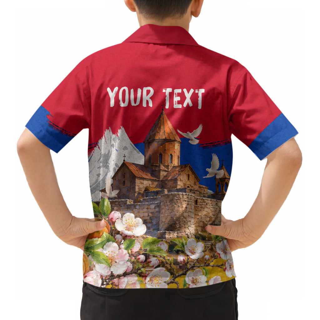Personalized Armenia Heritage Kid Hawaiian Shirt Ararat Monastery Rising In Freedom Patriotic Doves