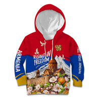 Personalized Armenia Heritage Kid Hoodie Ararat Monastery Rising In Freedom Patriotic Doves