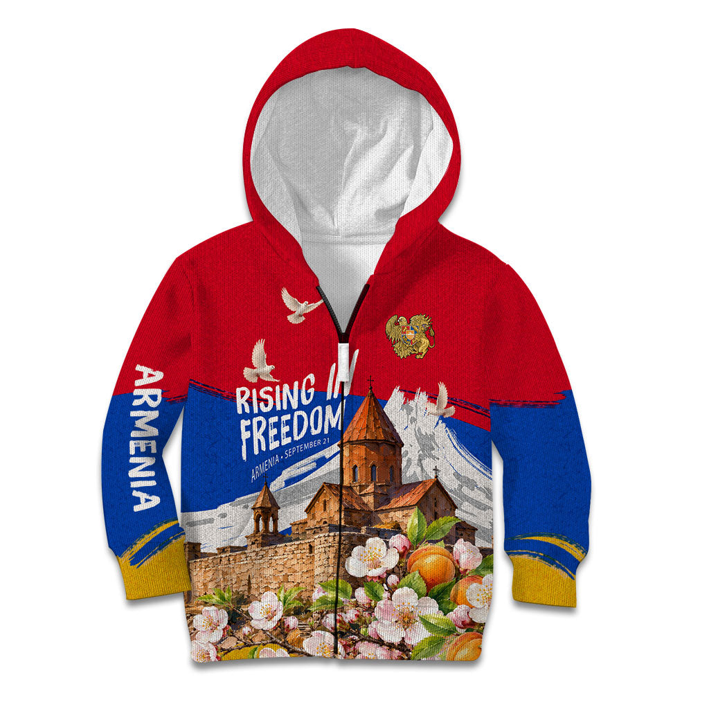 Personalized Armenia Heritage Kid Hoodie Ararat Monastery Rising In Freedom Patriotic Doves