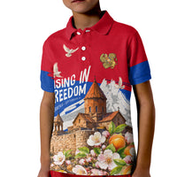 Personalized Armenia Heritage Kid Polo Shirt Ararat Monastery Rising In Freedom Patriotic Doves