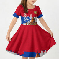 Personalized Armenia Heritage Kid Short Sleeve Dress Ararat Monastery Rising In Freedom Patriotic Doves