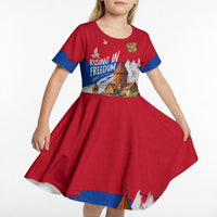 Personalized Armenia Heritage Kid Short Sleeve Dress Ararat Monastery Rising In Freedom Patriotic Doves