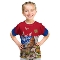 Personalized Armenia Heritage Kid T Shirt Ararat Monastery Rising In Freedom Patriotic Doves