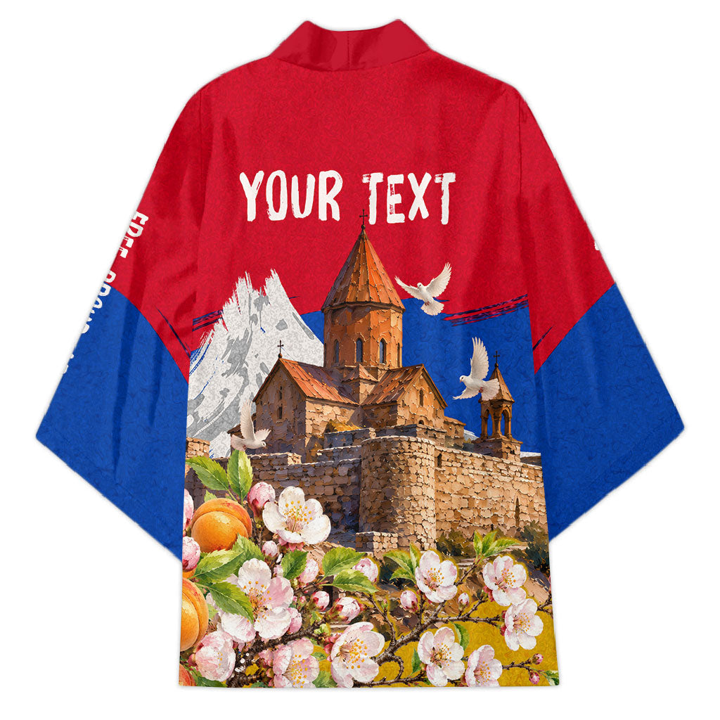 Personalized Armenia Heritage Kimono Ararat Monastery Rising In Freedom Patriotic Doves