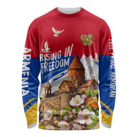 Personalized Armenia Heritage Long Sleeve Shirt Ararat Monastery Rising In Freedom Patriotic Doves