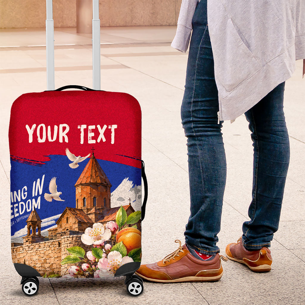 Personalized Armenia Heritage Luggage Cover Ararat Monastery Rising In Freedom Patriotic Doves