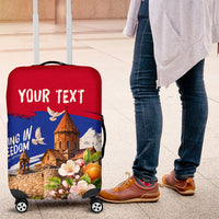 Personalized Armenia Heritage Luggage Cover Ararat Monastery Rising In Freedom Patriotic Doves
