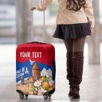 Personalized Armenia Heritage Luggage Cover Ararat Monastery Rising In Freedom Patriotic Doves