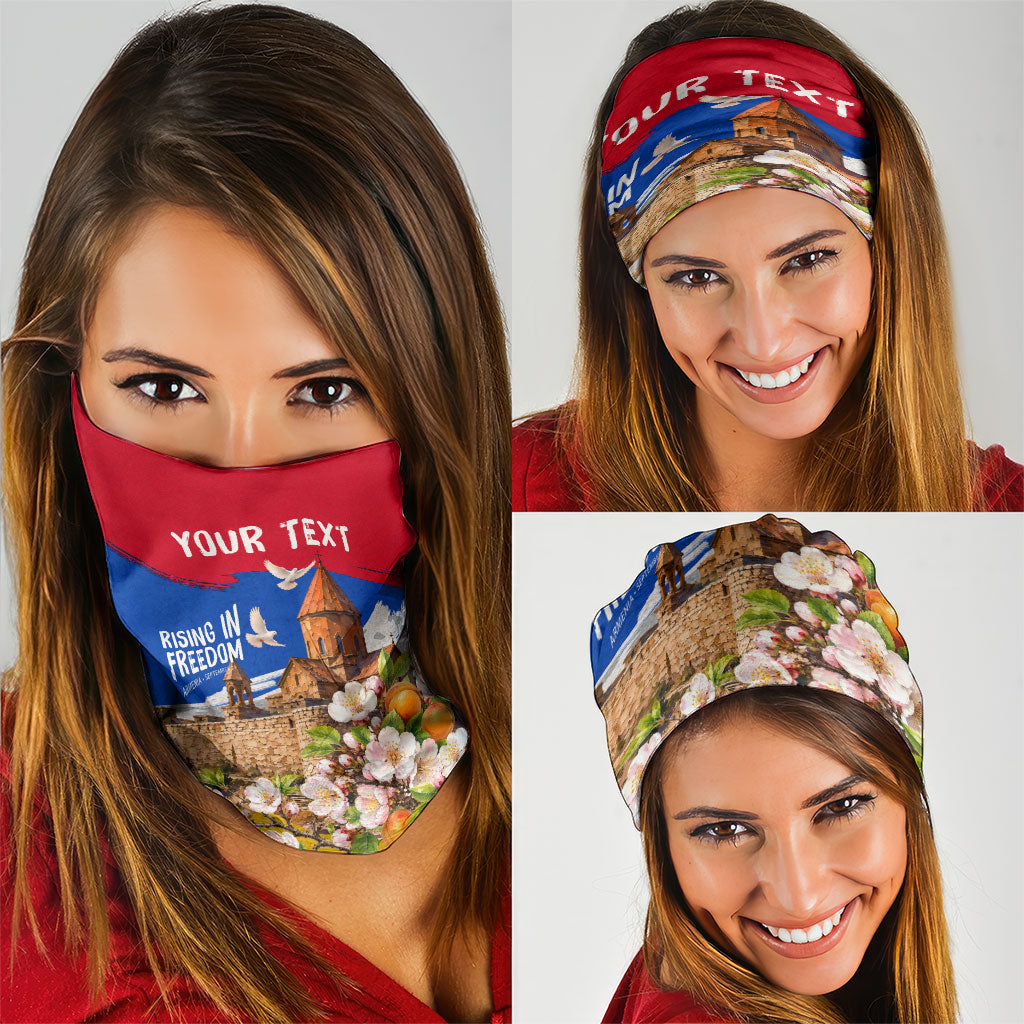 Personalized Armenia Heritage Neck Gaiter Ararat Monastery Rising In Freedom Patriotic Doves