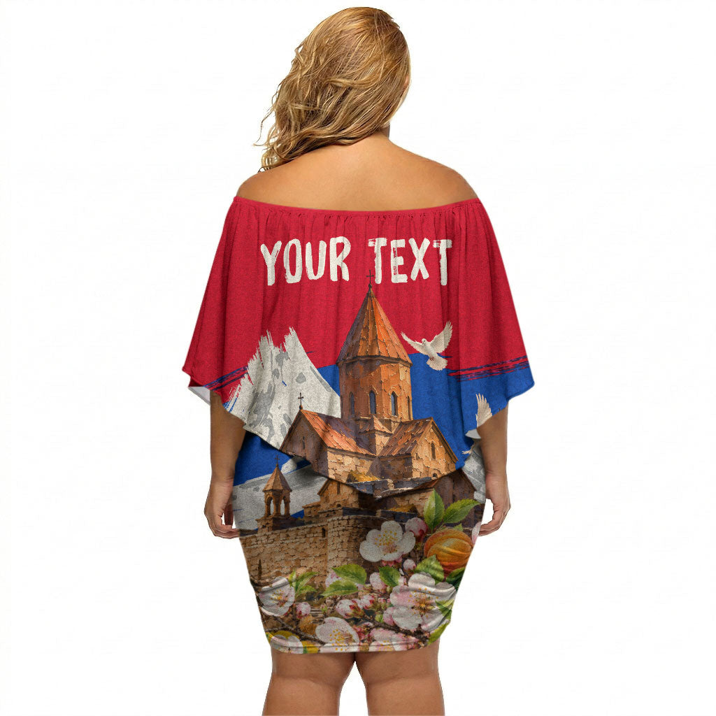 Personalized Armenia Heritage Off Shoulder Short Dress Ararat Monastery Rising In Freedom Patriotic Doves