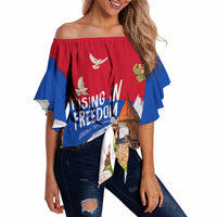 Personalized Armenia Heritage Off Shoulder Wrap Waist Top Ararat Monastery Rising In Freedom Patriotic Doves