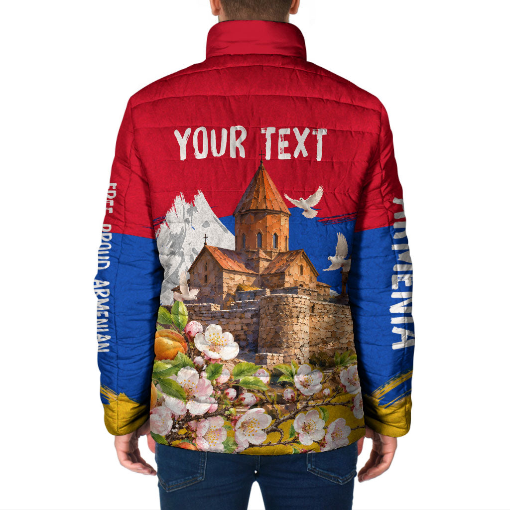 Personalized Armenia Heritage Padded Jacket Ararat Monastery Rising In Freedom Patriotic Doves