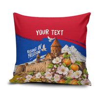 Personalized Armenia Heritage Pillow Cover Ararat Monastery Rising In Freedom Patriotic Doves