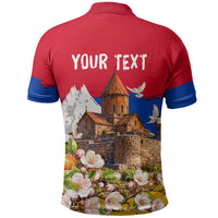 Personalized Armenia Heritage Polo Shirt Ararat Monastery Rising In Freedom Patriotic Doves
