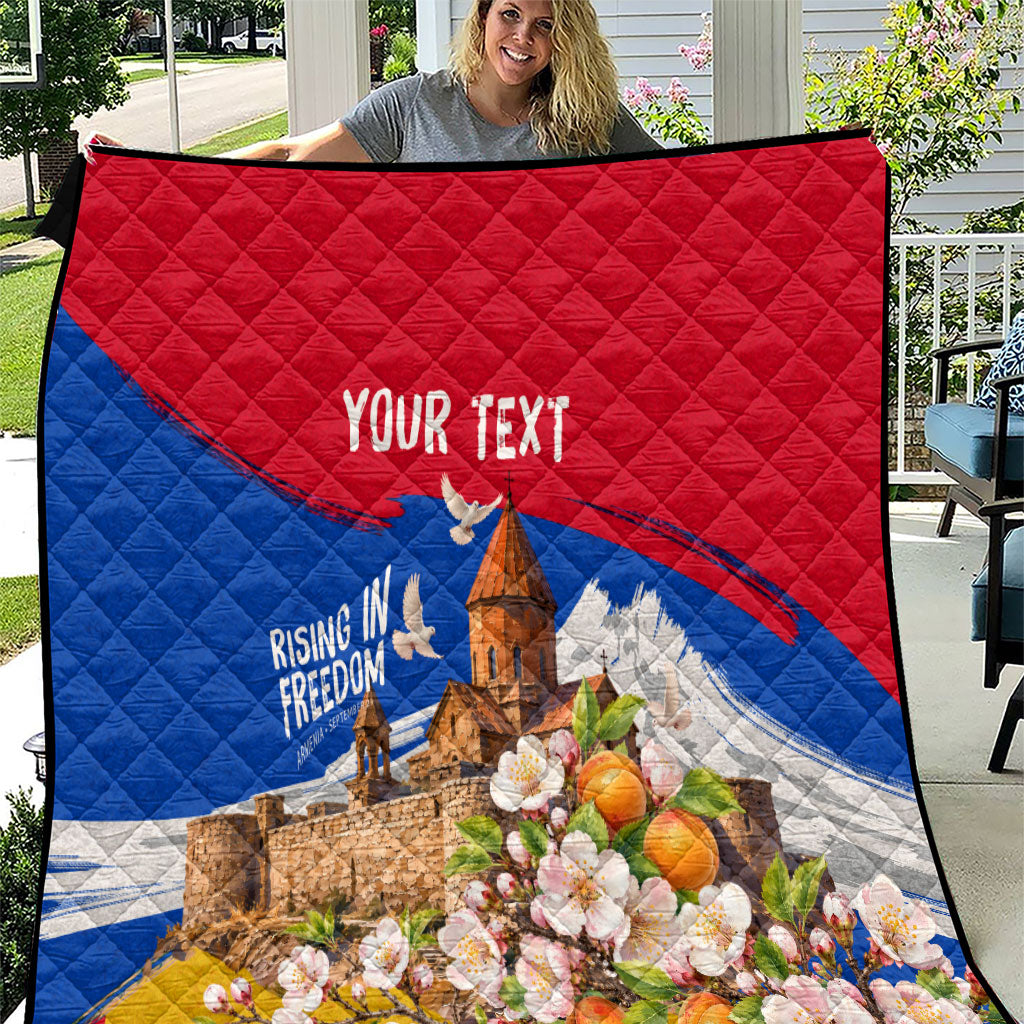 Personalized Armenia Heritage Quilt Ararat Monastery Rising In Freedom Patriotic Doves