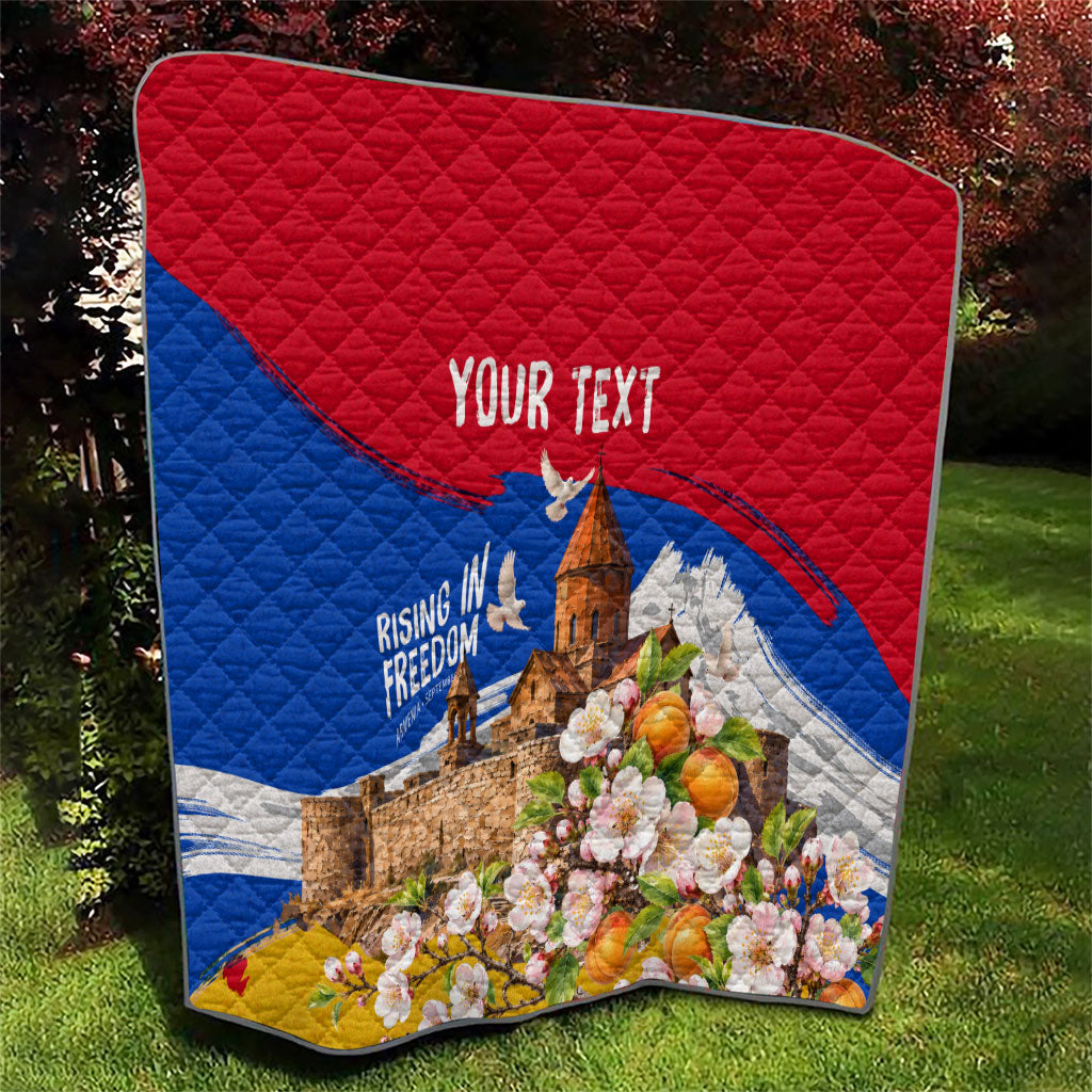 Personalized Armenia Heritage Quilt Ararat Monastery Rising In Freedom Patriotic Doves