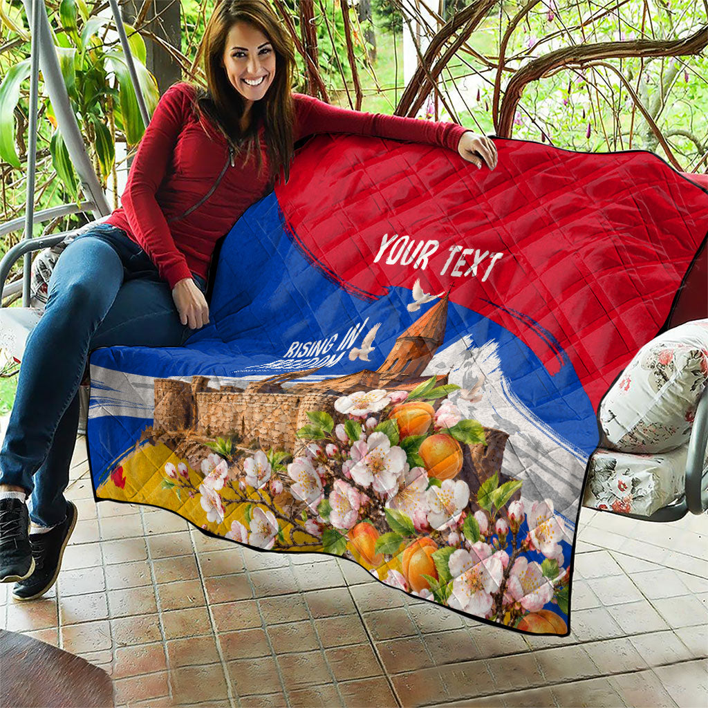Personalized Armenia Heritage Quilt Ararat Monastery Rising In Freedom Patriotic Doves