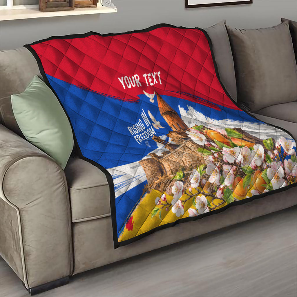 Personalized Armenia Heritage Quilt Ararat Monastery Rising In Freedom Patriotic Doves