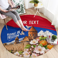 Personalized Armenia Heritage Round Carpet Ararat Monastery Rising In Freedom Patriotic Doves