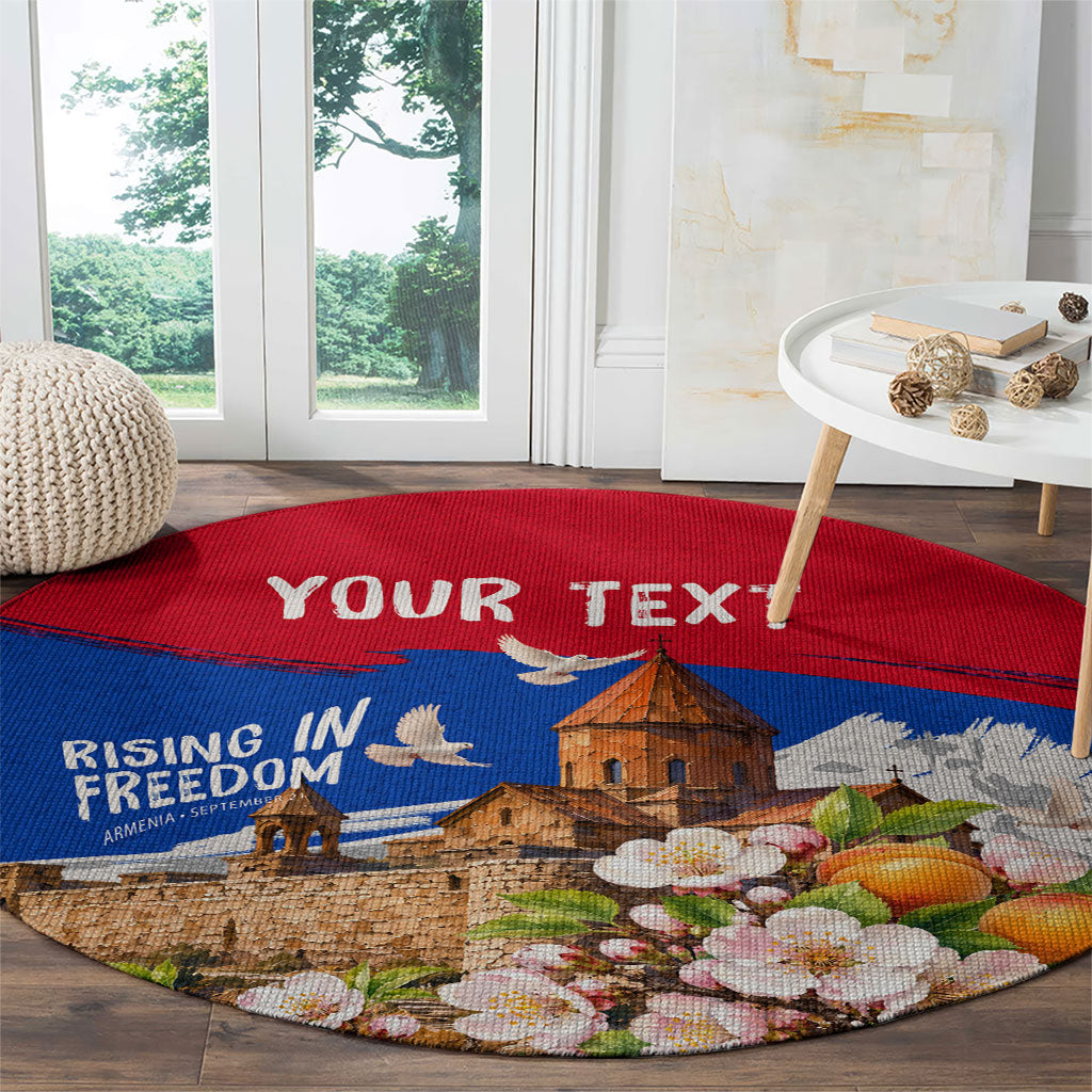 Personalized Armenia Heritage Round Carpet Ararat Monastery Rising In Freedom Patriotic Doves