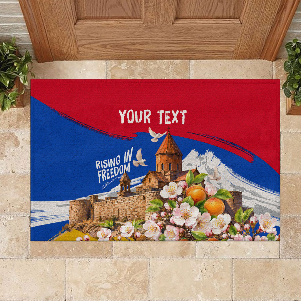 Personalized Armenia Heritage Rubber Doormat Ararat Monastery Rising In Freedom Patriotic Doves