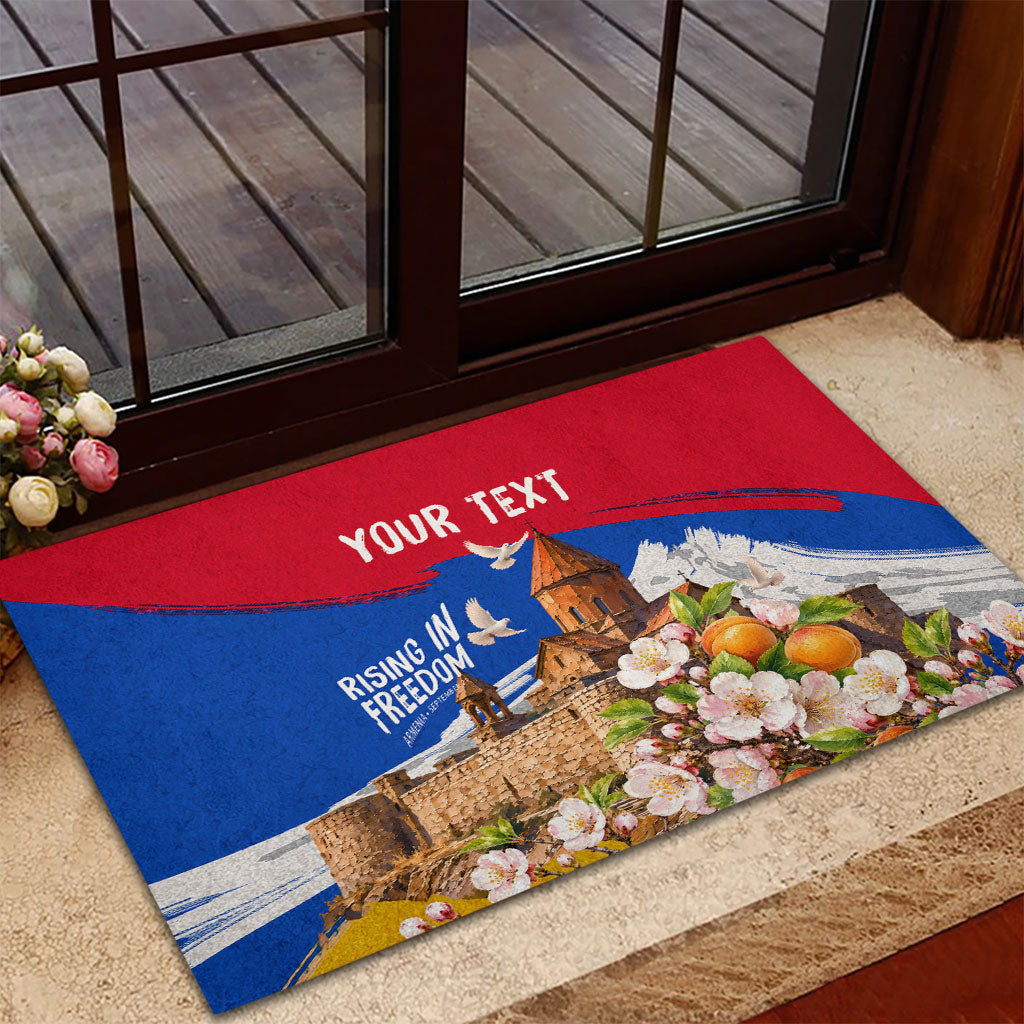 Personalized Armenia Heritage Rubber Doormat Ararat Monastery Rising In Freedom Patriotic Doves
