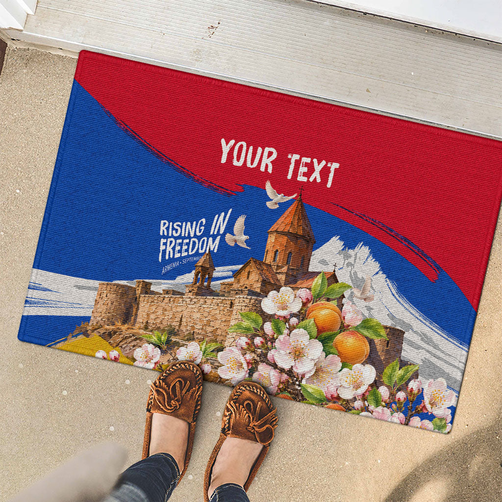 Personalized Armenia Heritage Rubber Doormat Ararat Monastery Rising In Freedom Patriotic Doves