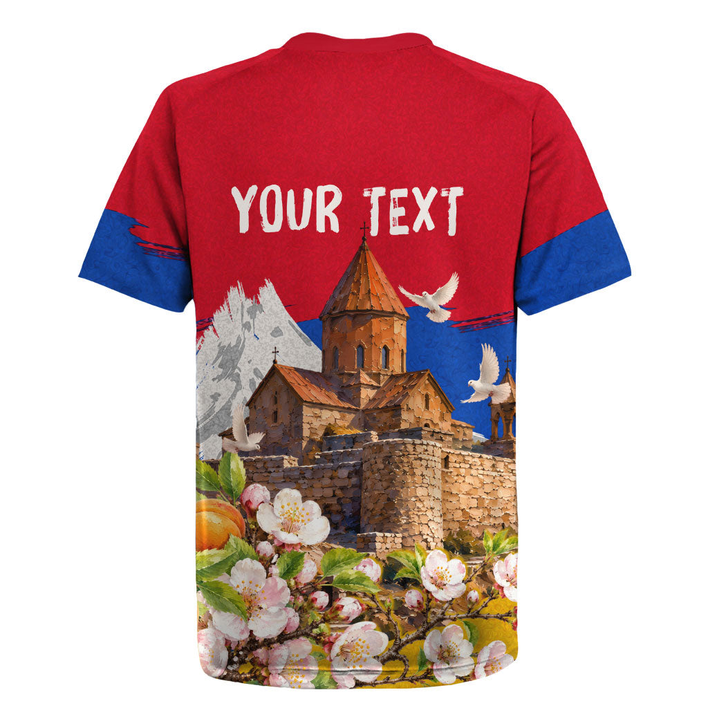 Personalized Armenia Heritage Rugby Jersey Ararat Monastery Rising In Freedom Patriotic Doves