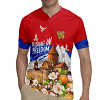 Personalized Armenia Heritage Rugby Jersey Ararat Monastery Rising In Freedom Patriotic Doves