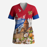 Personalized Armenia Heritage Scrub Top Ararat Monastery Rising In Freedom Patriotic Doves