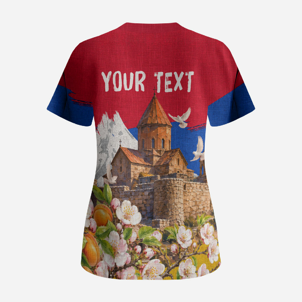Personalized Armenia Heritage Scrub Top Ararat Monastery Rising In Freedom Patriotic Doves