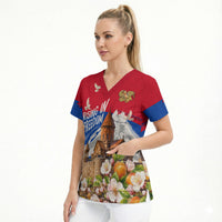 Personalized Armenia Heritage Scrub Top Ararat Monastery Rising In Freedom Patriotic Doves