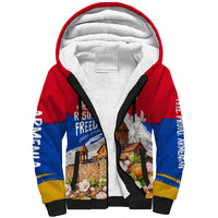 Personalized Armenia Heritage Sherpa Hoodie Ararat Monastery Rising In Freedom Patriotic Doves