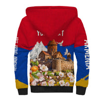 Personalized Armenia Heritage Sherpa Hoodie Ararat Monastery Rising In Freedom Patriotic Doves