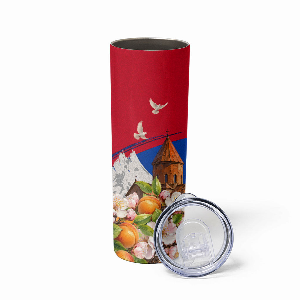 Personalized Armenia Heritage Skinny Tumbler Ararat Monastery Rising In Freedom Patriotic Doves