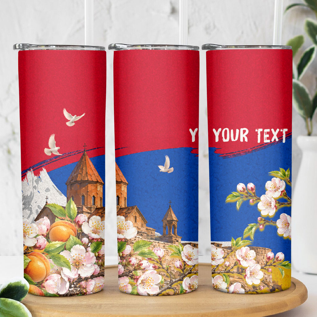 Personalized Armenia Heritage Skinny Tumbler Ararat Monastery Rising In Freedom Patriotic Doves