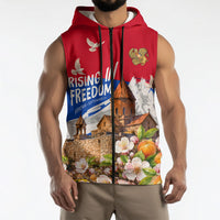 Personalized Armenia Heritage Sleeveless Zip Hoodie Ararat Monastery Rising In Freedom Patriotic Doves