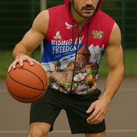 Personalized Armenia Heritage Sleeveless Zip Hoodie Ararat Monastery Rising In Freedom Patriotic Doves