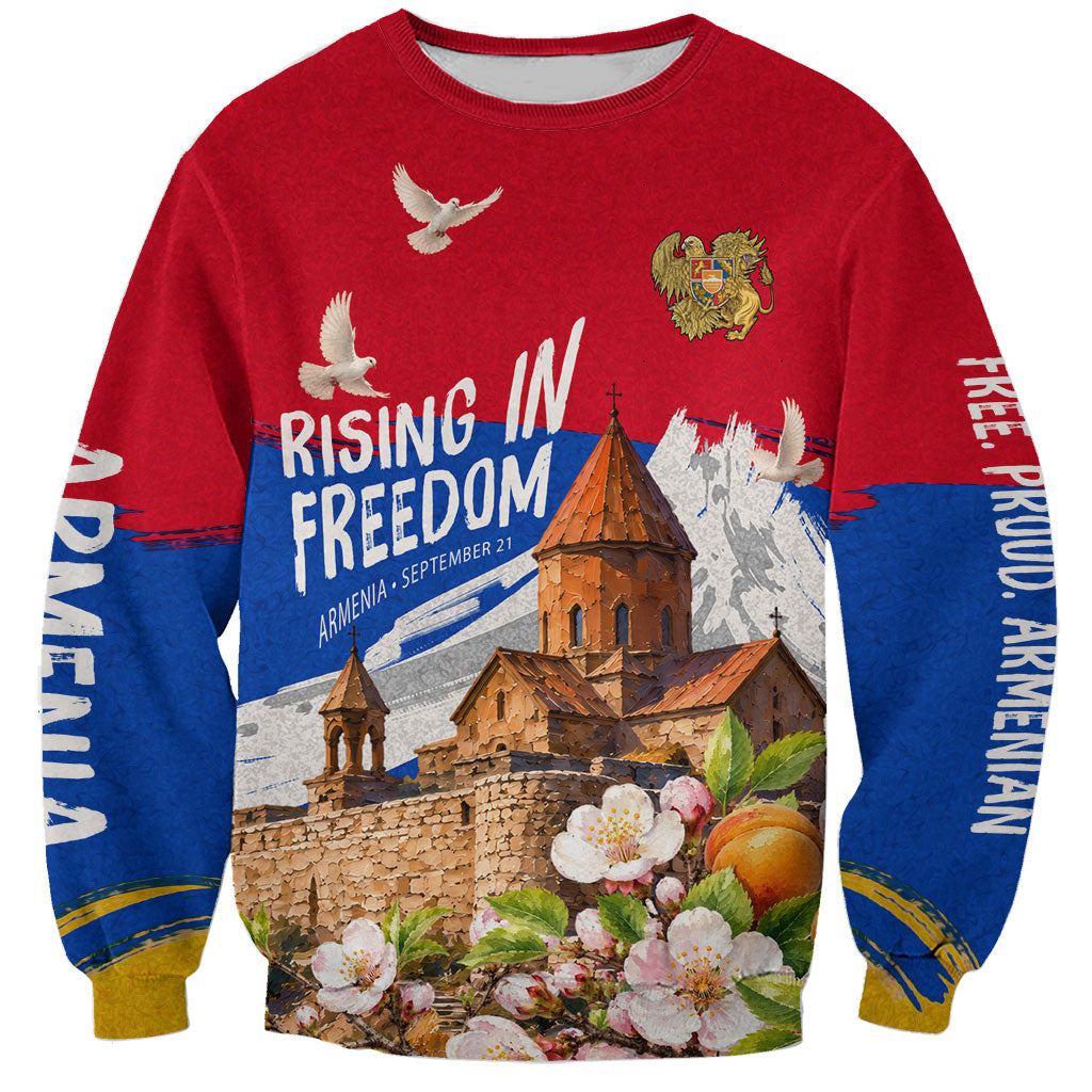 Personalized Armenia Heritage Sweatshirt Ararat Monastery Rising In Freedom Patriotic Doves