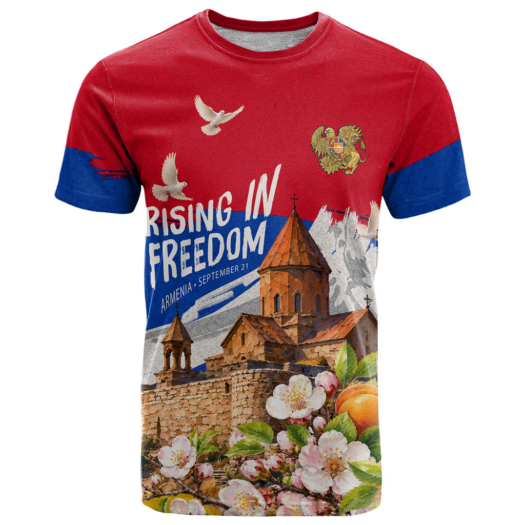 Personalized Armenia Heritage T Shirt Ararat Monastery Rising In Freedom Patriotic Doves