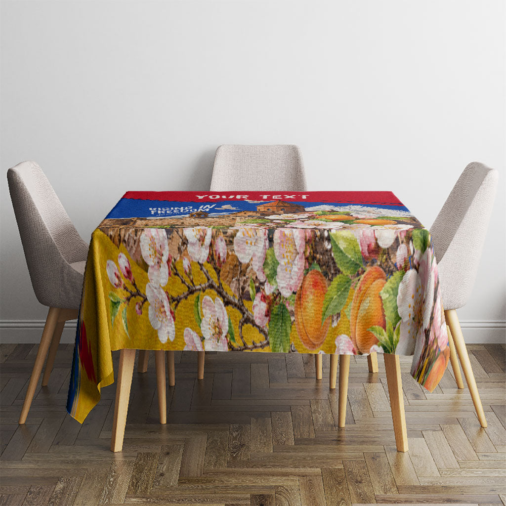 Personalized Armenia Heritage Tablecloth Ararat Monastery Rising In Freedom Patriotic Doves