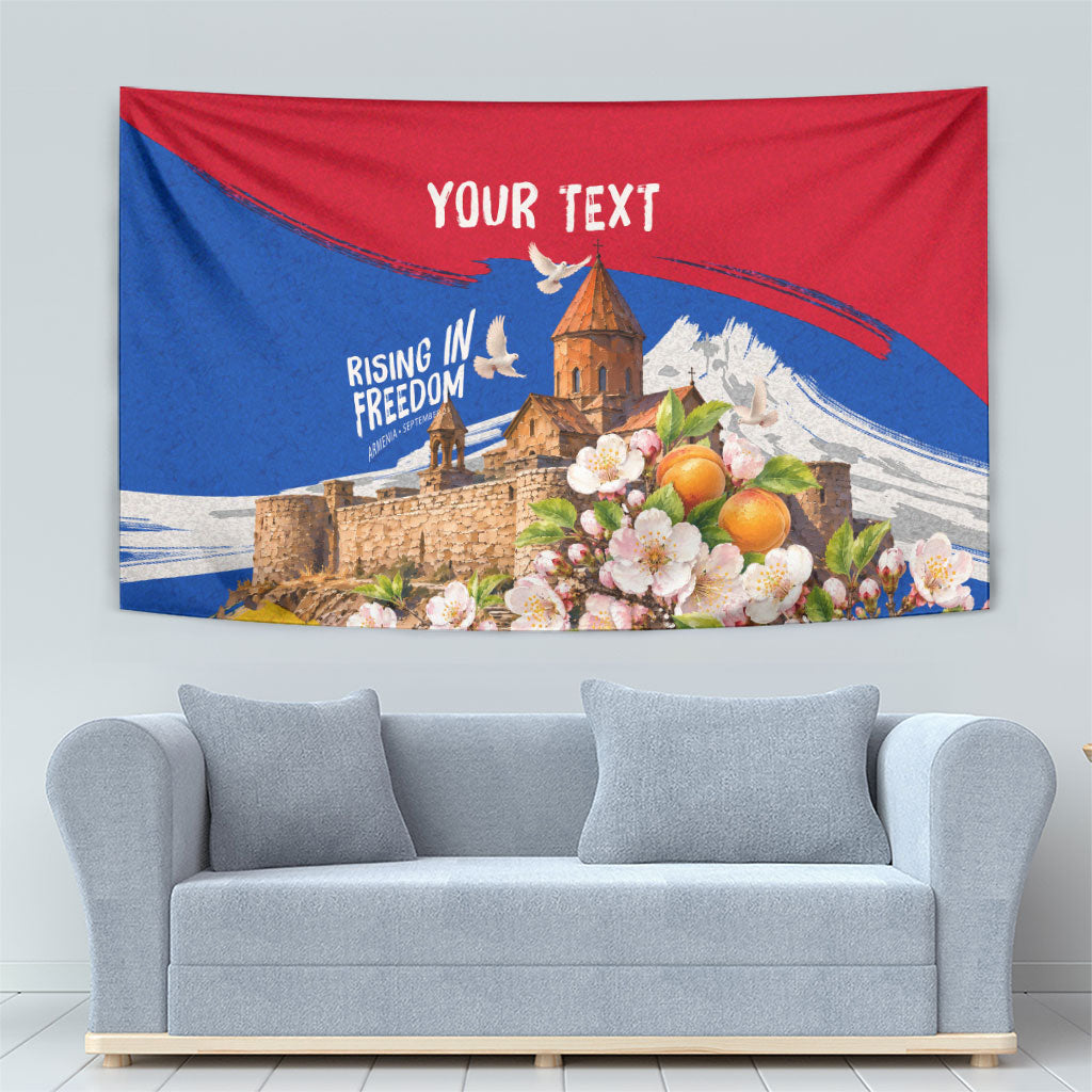 Personalized Armenia Heritage Tapestry Ararat Monastery Rising In Freedom Patriotic Doves