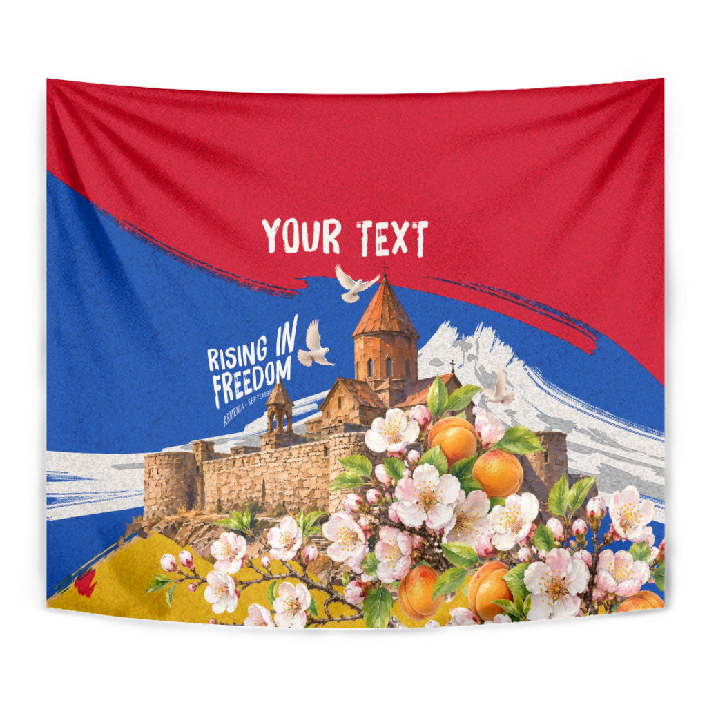 Personalized Armenia Heritage Tapestry Ararat Monastery Rising In Freedom Patriotic Doves