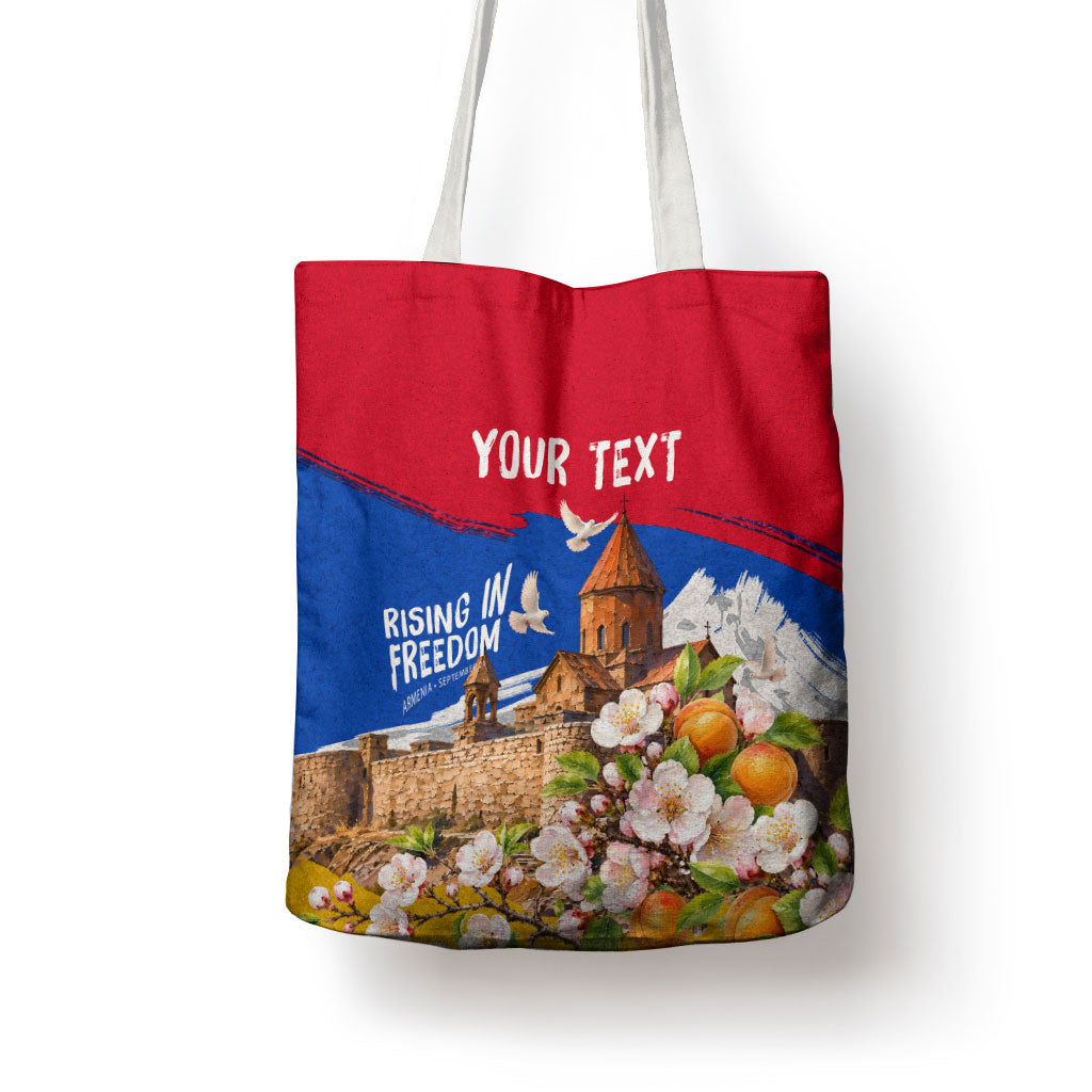 Personalized Armenia Heritage Tote Bag Ararat Monastery Rising In Freedom Patriotic Doves