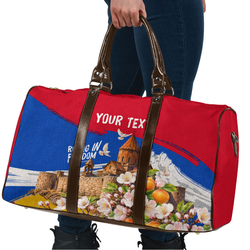 Personalized Armenia Heritage Travel Bag Ararat Monastery Rising In Freedom Patriotic Doves