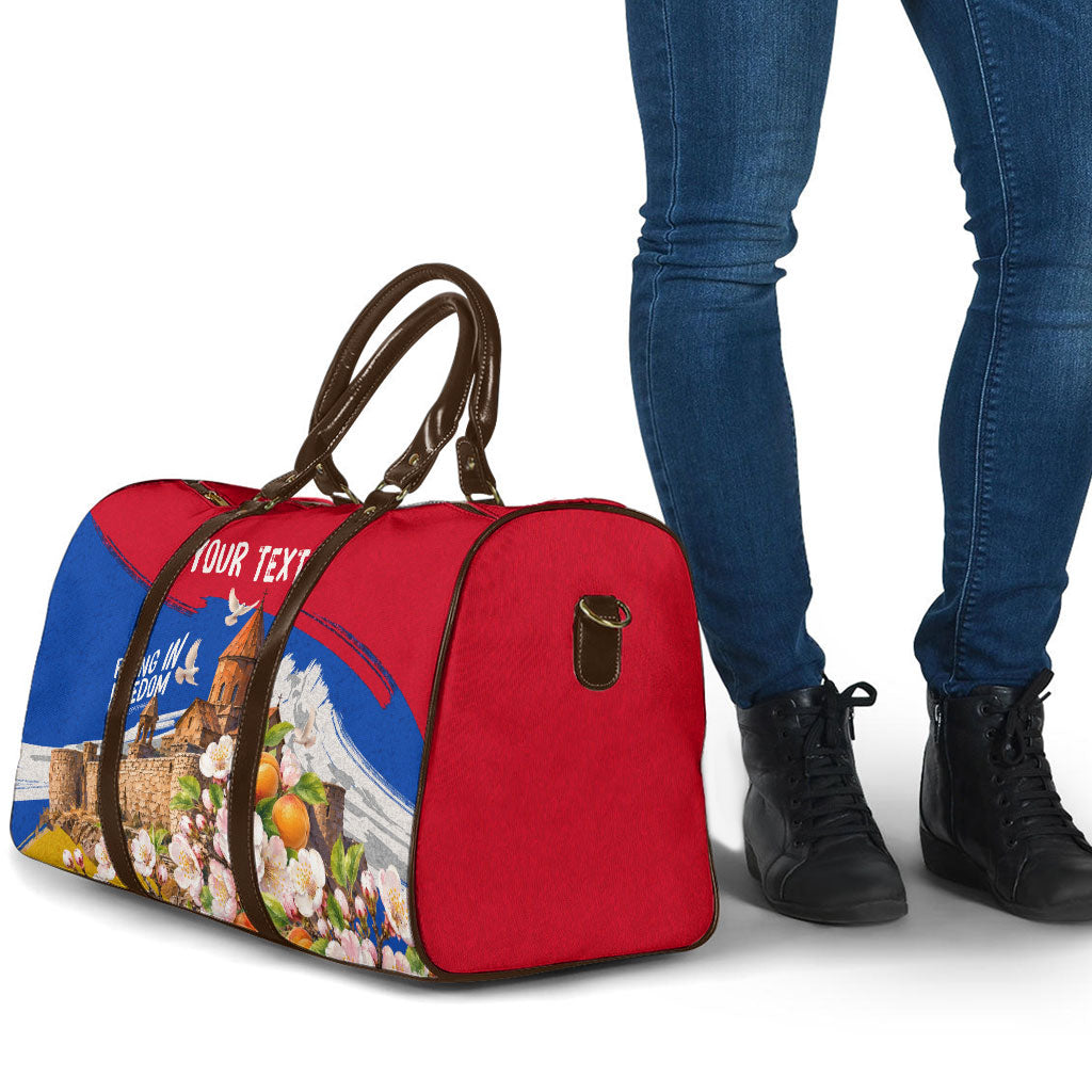 Personalized Armenia Heritage Travel Bag Ararat Monastery Rising In Freedom Patriotic Doves