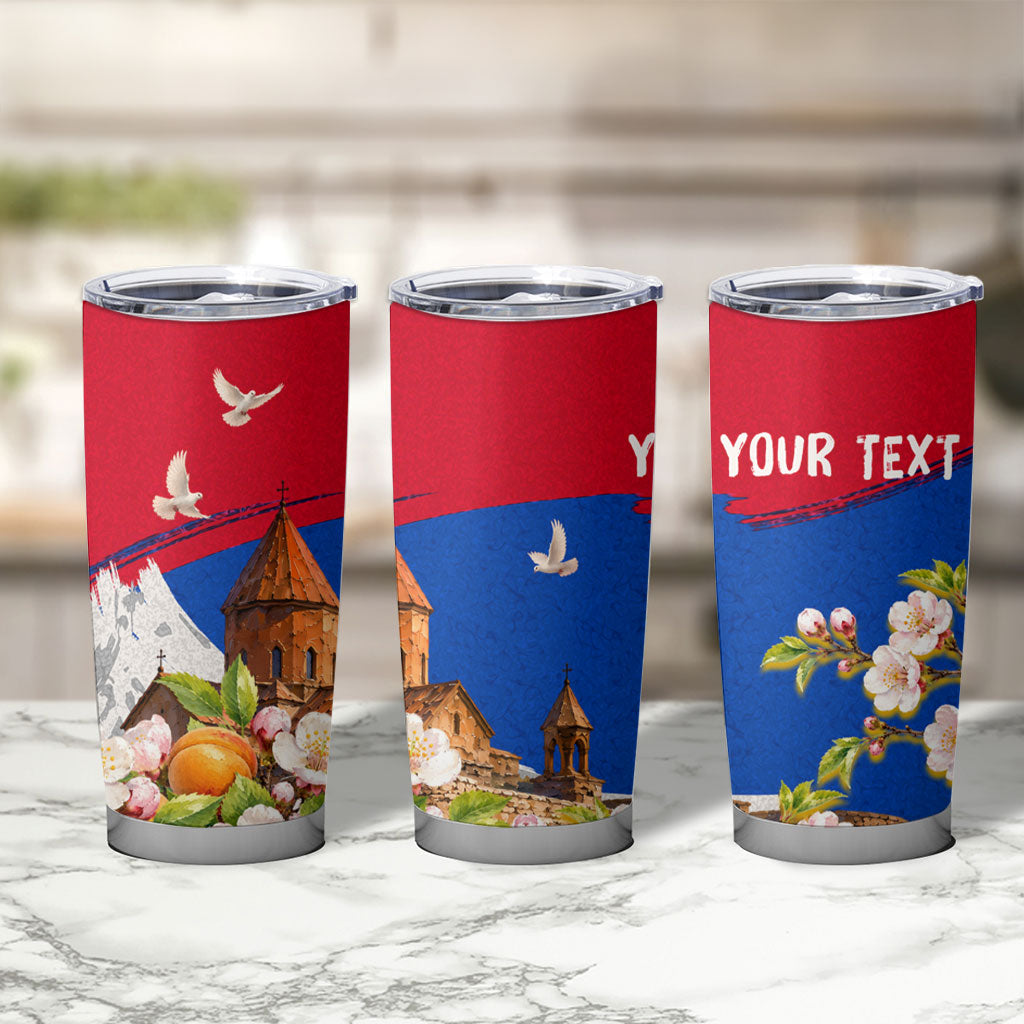 Personalized Armenia Heritage Tumbler Cup Ararat Monastery Rising In Freedom Patriotic Doves