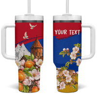 Personalized Armenia Heritage Tumbler With Handle Ararat Monastery Rising In Freedom Patriotic Doves